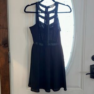 NWT GIANNI BINI Black Halter Mini Dress Womens Size XS